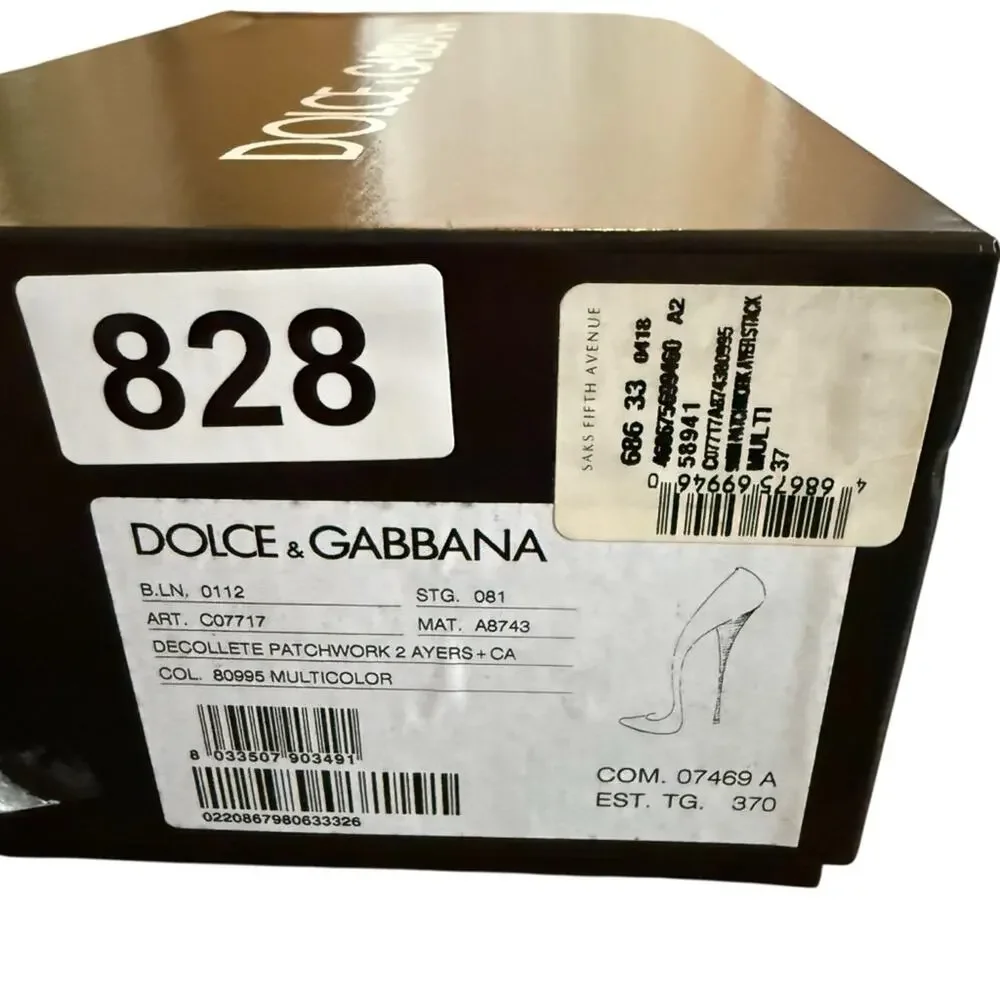 Dolce & Gabbana Python Snake Patchwork Pumps Stiletto Heel EU 37 US 7
